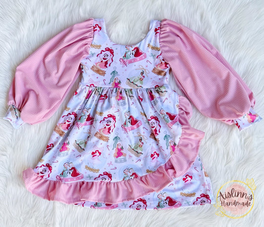 Petal Dress with Ruffle and Bishop Sleeves