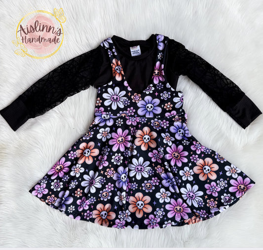 Pinafore Dress & top  SET ( coordinate will be used for top and main print for dress )